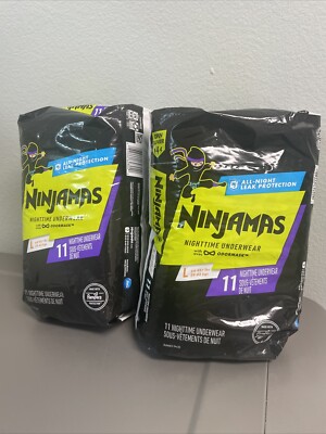 NINJAMAS Nighttime 2 Packs  Underwear L Large 64-95+ lbs