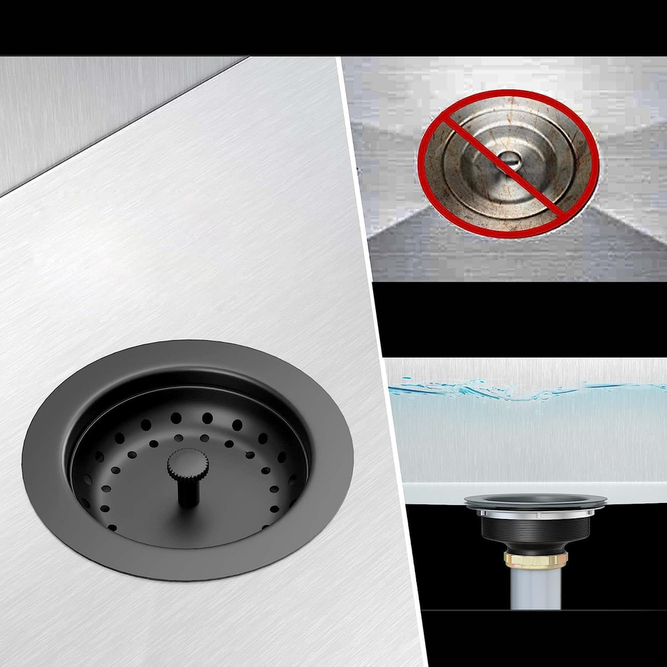 Matte Black Kitchen Sink Drain Kit 31/2 Inch Complete Black