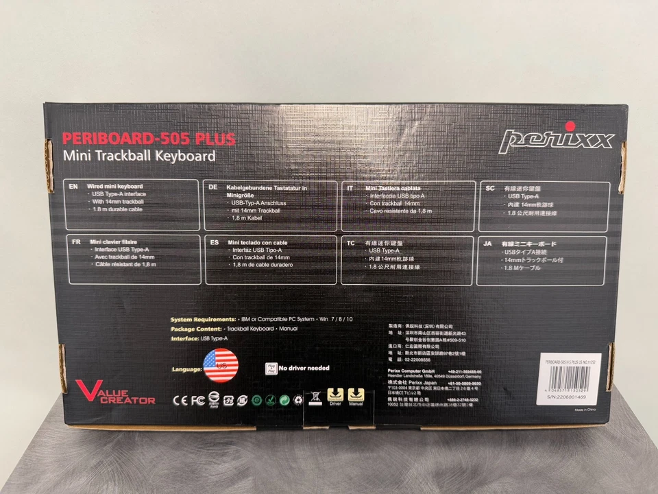 Perixx PERIBOARD-505H Wired Mini Keyboard with Built-in Trackball (NEW) - Image 2 of 3