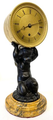 Antike Single Fusee vergoldete Ormolu Uhr mit Cherub Henry Berkeley Square London