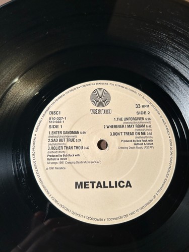 METALLICA 1991 Black Album ORIGINAL VERTIGO LP + INSERTS Heavy Metal Thrash ACDC - Picture 10 of 15