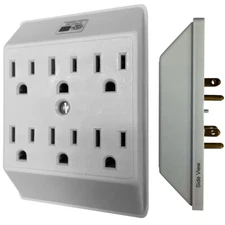 Multi-Outlet Wall Adapters, Grounding Converter, Power Wall Tap, 3 & 6 Outlets