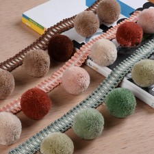 1M Pom Trim 40mm Bobble Ball Fringe Ribbon Upholstery Sewing Edge Curtain Decor