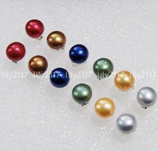 6 Pairs 6 Colors 7-8mm Multicolor Akoya Cultured Pearl Silver Stud Earrings AAA