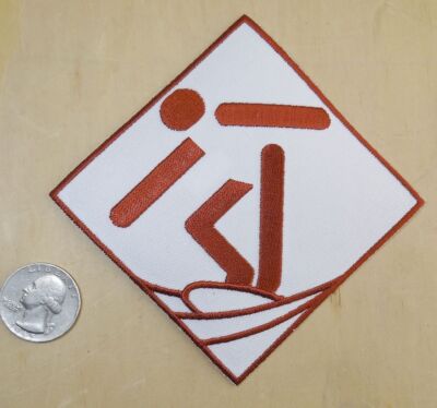 SURFER ZONE SIGN IRON-ON / SEW-ON EMBROIDERED PATCH 3 1/4'' x 3 1/4''