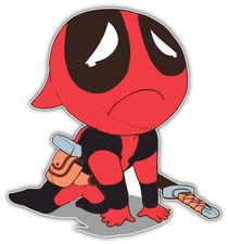 Deadpool Sad Cartoon Sticker Bumper Decal - ''SIZES''