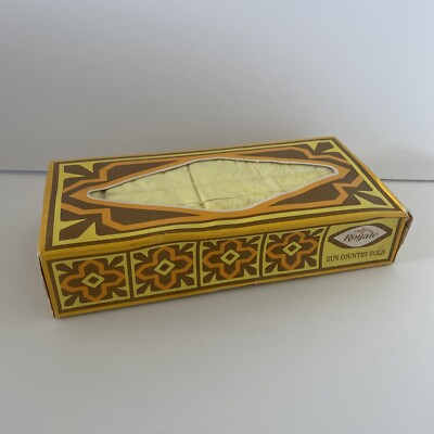 Vintage Facelle Royale Sun Country Gold 1972 Box of Yellow Tissues