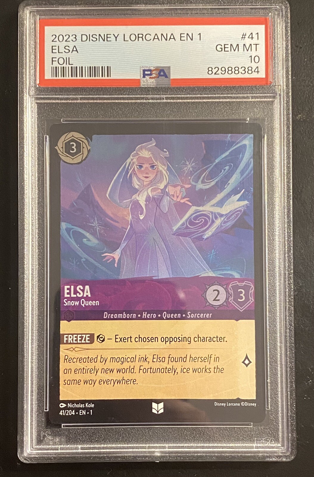 2023 Disney Lorcana EN 1 Elsa Snow Queen Cold Foil 41/204 PSA Gem Mint 10