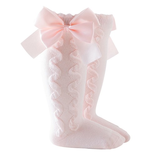 Toddler Baby Kids Girls Knee High Long Socks Spanish Ribbon Bow Cotton Stockings - Picture 16 of 19