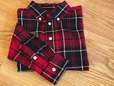CHAPS Classic Button Down Long Sleeve Red Black Plaid Shirt Boy Size 4 NEW