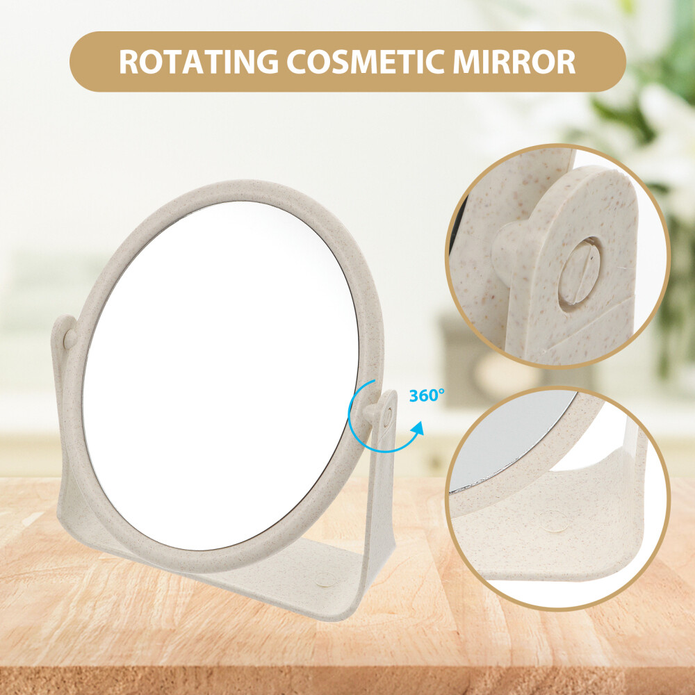 Portable Desktop Makeup Mirror Double-Sided Rotating Mirror