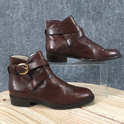 Bally Boots Womens 37 Bickford Ankle Bootie Brown Leather Round