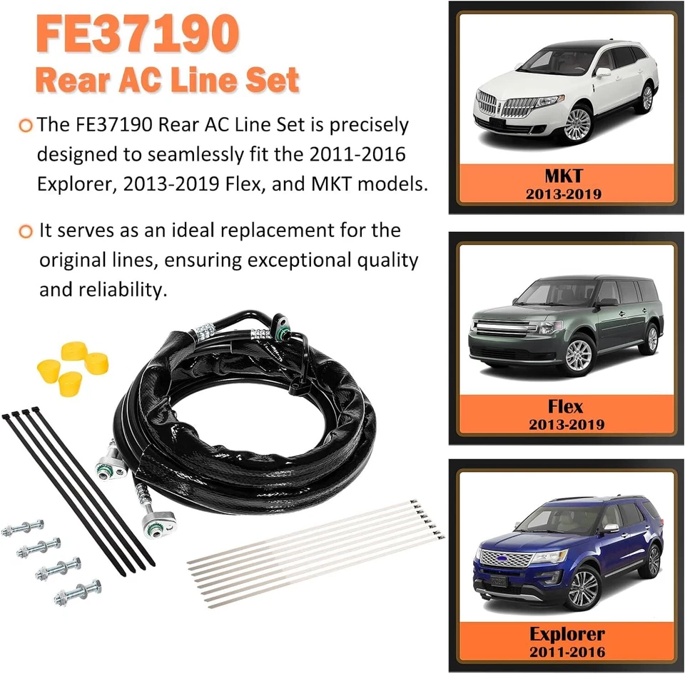 Juego de línea de aire acondicionado trasera Flex y MKT 2013-2019 FE37190 para Ford Explorer 2011-2016 Foto 2 de 4