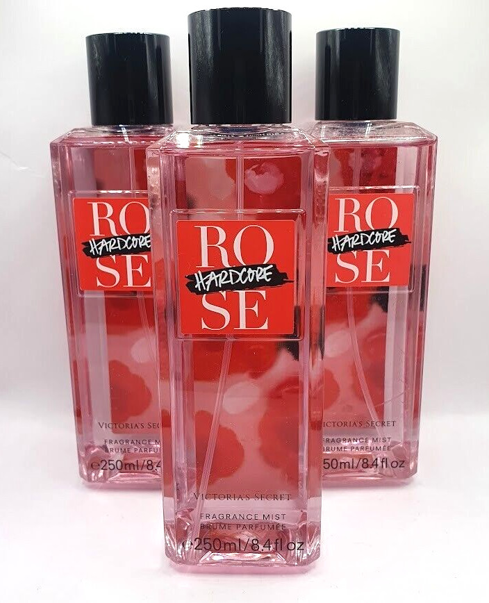 VICTORIA'S SECRET ROSE HARDCORE BODY MIST 8.4 FL OZ (SET OF 3)