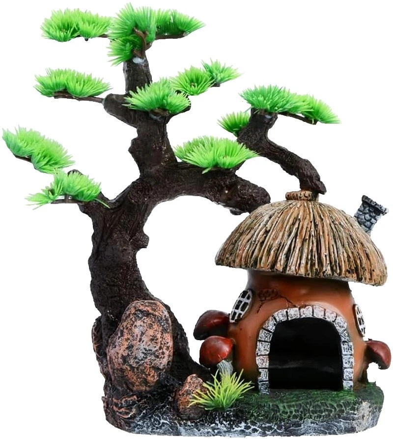 Adornos de acuario de plástico marrón