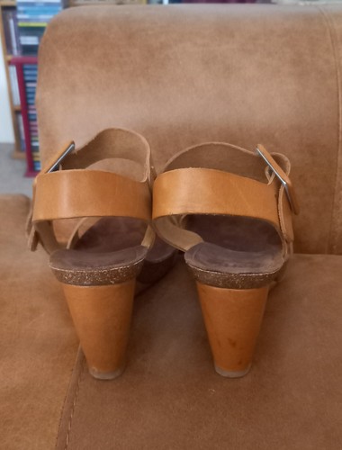 Bertie ladies mustard yellow leather wedge sandals Size 4 - Picture 3 of 4