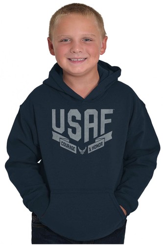 US Air Force Wings Logo USAF Honor Courage Youth Hooded Sweatshirt Boy or Girl - Picture 4 of 10