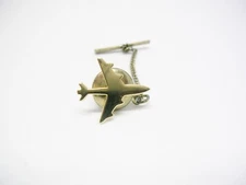 Vintage Jet Airliner Tie Tack with chain Swank Tie Pin Necktie Jewelry