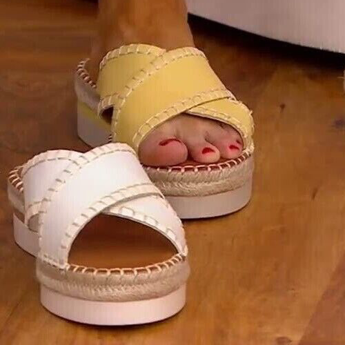 New Vince Camuto Leather Crossband Slide Sandals Belisnda Slip On Cream Size 7 W - Picture 6 of 9