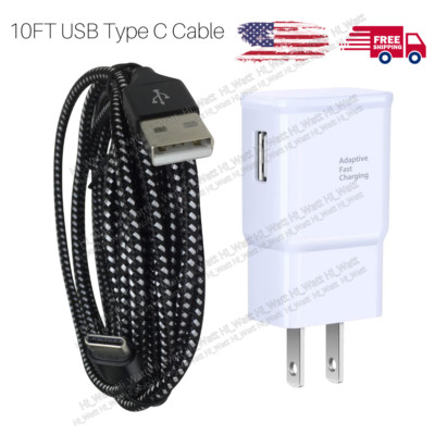 For Samsung Galaxy S22 S20 Ultra S10 S9 S8 10FT USB Type-C Cable Fast Charger