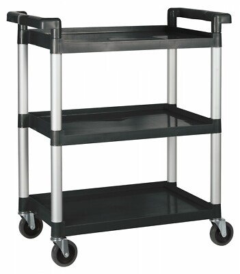 Winco UC-2415K Black 3-Tier Utility Cart 32?L x 16-1/8?W x 36-3/4?H