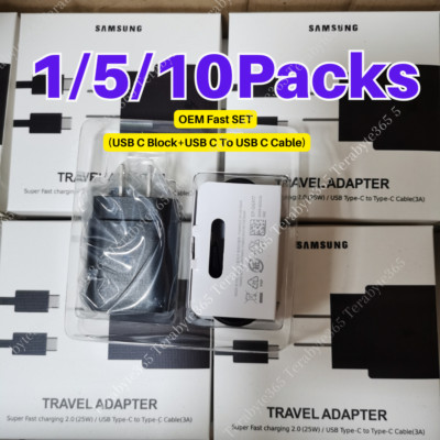 25W PD Super Fast Charger USB-C Type C Cable For Samsung Galaxy S23 S22 S21 LOT