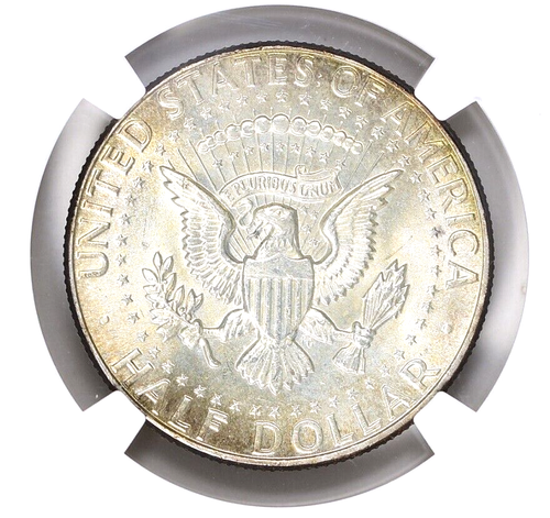 1964 P NGC MS65 Kennedy Half Rainbow Toned Obverse 50C PQ Gem Beauty - Picture 5 of 5