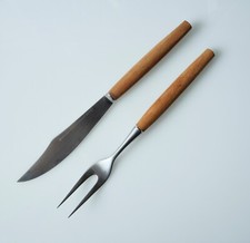 Tranchierbesteck 60er Dreizack W&uuml;sthoff Design vintage Teak wie Fjord Quistgaard