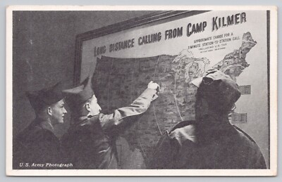 Consulting Long Distance Rate Map Camp Kilmer New Jersey Lithograph Postcard