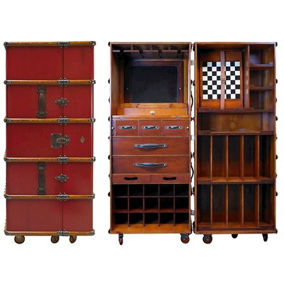 Authentic Models Stateroom Bar, Burgundy/Honey Distressed French - MF078Y