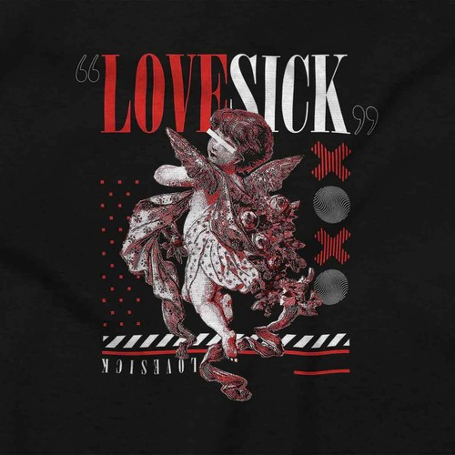 Valentine's Day Love Sick Baby Angel Statue Youth Crewneck T Shirts Boy or Girl - Picture 2 of 7