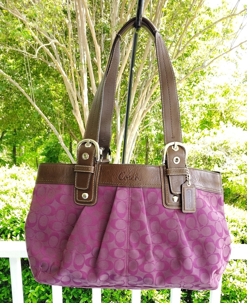 Coach LARGE F13748 Vintage Purple Soho Signature C Canvas