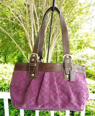 Coach LARGE F13748 Vintage Purple Soho Signature C Canvas