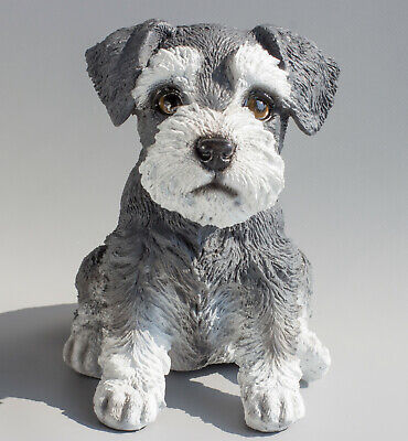 Schnauzer Statue Figurine Puppy Dog Sitting Sculpture Garden Pet Home Decor Gift - Miniature Schnauzer Home Decor