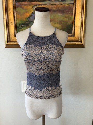 Vintage Y2K KIMCINE Women’s Floral Lace Cropped Camisole Sz L