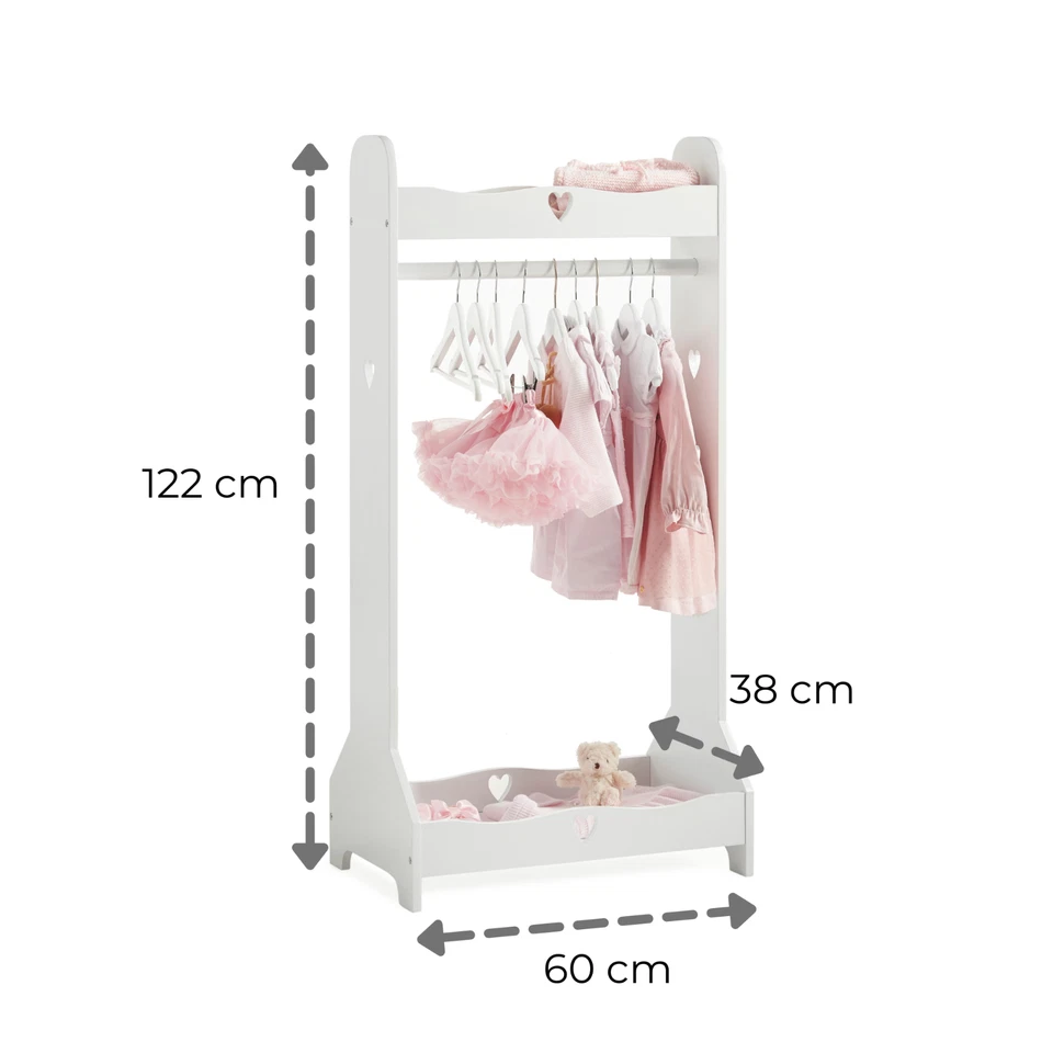 Haus Projekt Girls CLOTHES RAIL Fancy Dressing Up Kids Wardrobe Rack White Wood Foto 2 de 4