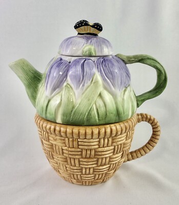 CIC Certified International Corp Peggy Jo Ackley Fashion Teapot Purple Tulip 421