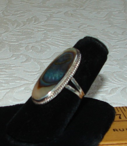 Vtg 1970's Oval Abalone 925 Silver RING Size 6, Eagle Hallmark Taxco Mexico D79 - Picture 15 of 15