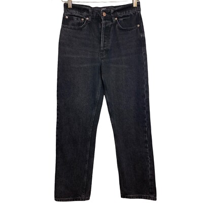 BDG URBAN OUTFITTERS Relaxed Straight Mid Rise Dark Wash Embroidered Jeans Sz 25