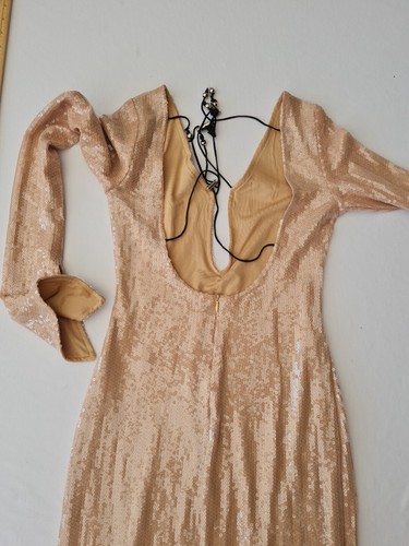 Ladies Sequin Dress Unbranded Size M Nude V Neck 28655 - Picture 14 of 16