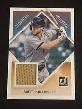 BRETT PHILLIPS CERTIFIED AUTHENTIC GAME USED JERSEY CARD BREWERS