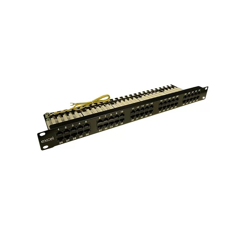 Panneau téléphonique Excel 50 ports RJ45 avec châssis en acier renforcé noir 1U
