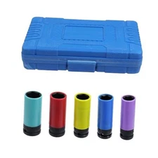 5-Piece 1/2" Drive Impact Lug Nut Socket Set, Wheel Lock Removal Kit Thin Wall 