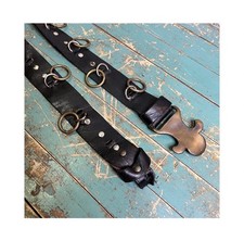 Vintage Black Leather Bondage Ring Belt