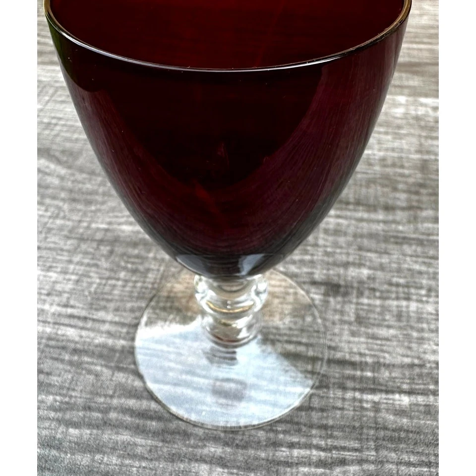 Juego de 14 vasos base transparente con patas de jugo de licor cordial rojo rubí 4,25" de alto Foto 4 de 4