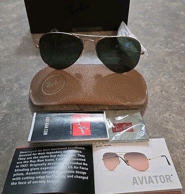 ? Ray Ban RB3025 W3400 Aviator Large Sunglasses Arista Gold w 