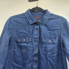Tommy Hilfiger Blue Long Sleeve Button Down Collared Denim Dress Women s Small