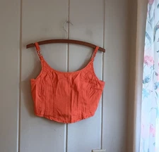 Japna Orange Corset Denim Crop Top Women's Small