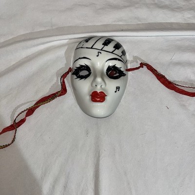 Vintage Ceramic Face Mask Piano Keys Musical Notes