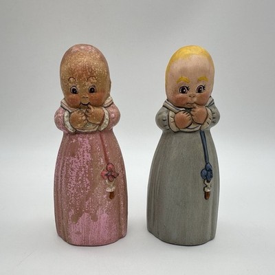 Viallancourt Folk Art Chalkware Children Lot Of 2 Boy Girl *READ & SEE PHOTOS*